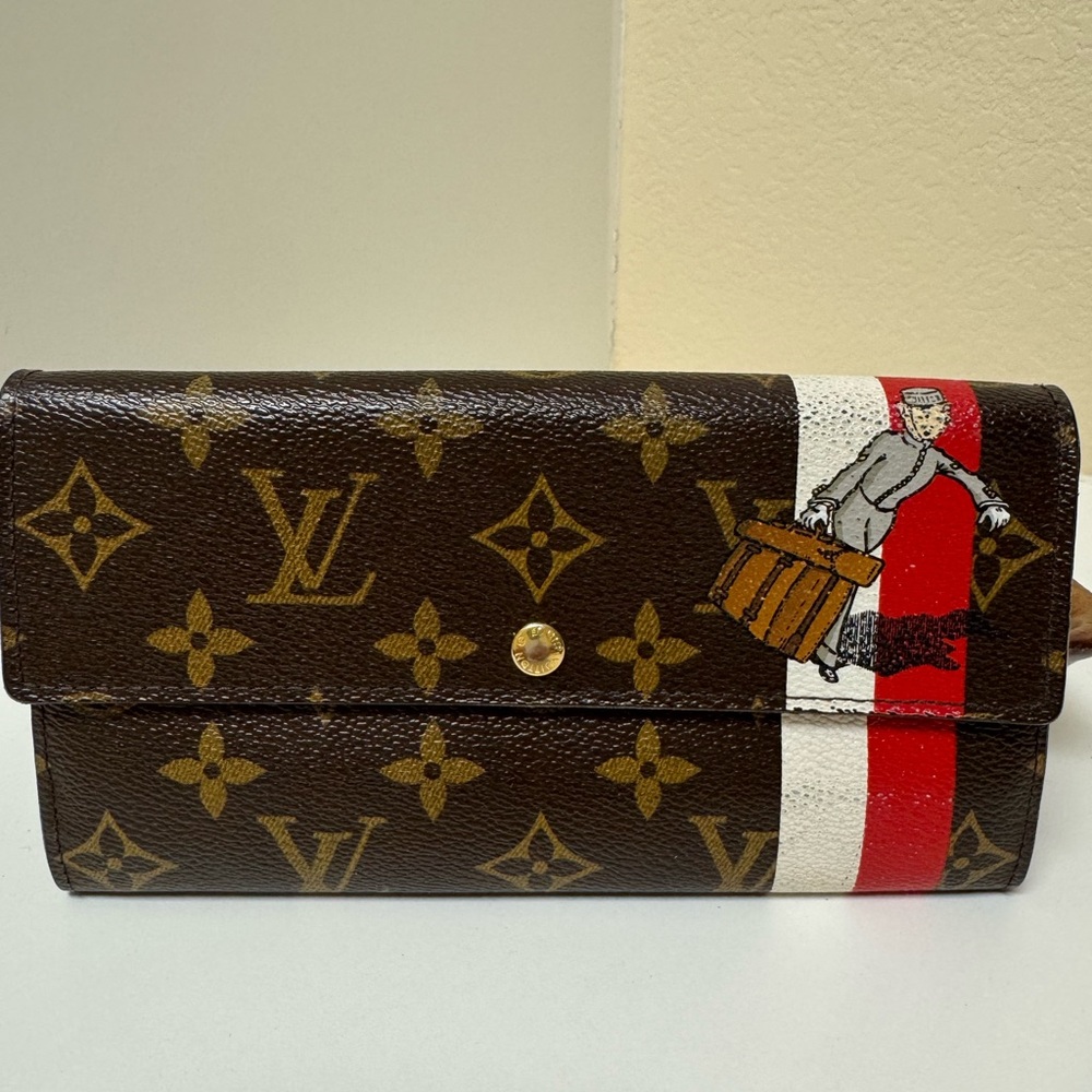 Louis Vuitton Monogram Bellhop Wallet with Red and White Accent